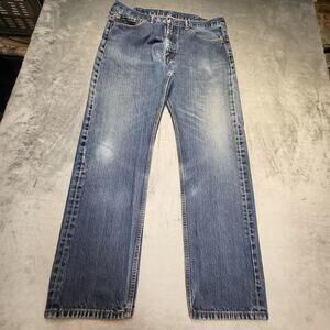 Levis 505 Jeans Mens 37x31 Straight Leg Medium Wash Classic Denim